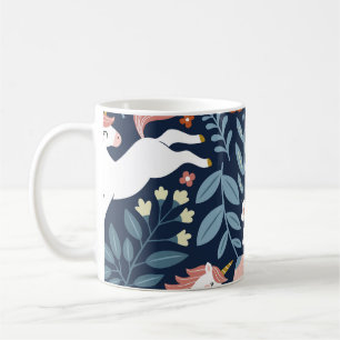 Mug Cute Unicornes Floral Vintage Motif