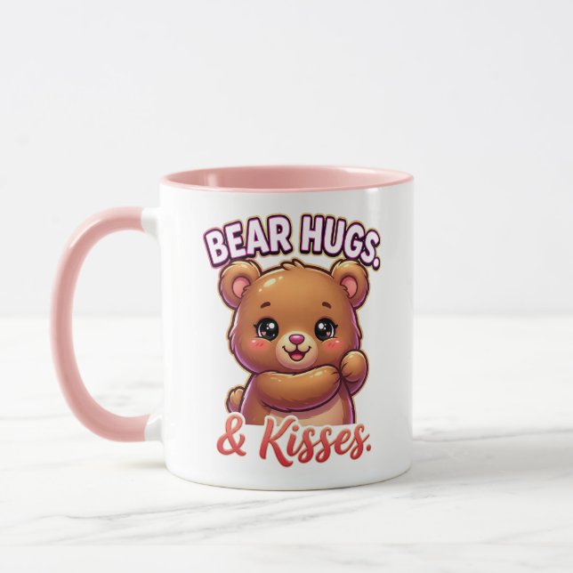 Mug Cute Valentine Bear – Bear Hugs & Kisses (Gauche)