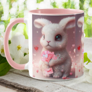 Mug Cute Valentine Rabbit tenant Mail Personnalisé