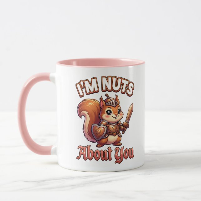Mug Cute Valentine Squirrel Knight–I’m Nuts About You (Gauche)