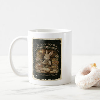 Mug Cute Vintage Bunny Books