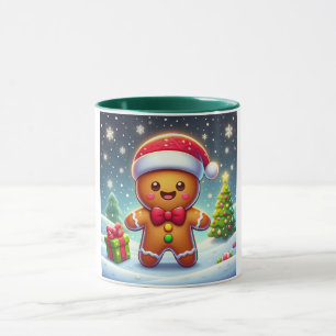 Mug Cute Whimsical Noël/homme en pain d'épices d'hiver