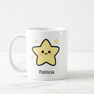 Mug Cute whimsical yellow kawaii star monogram