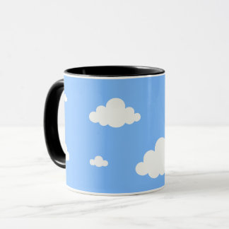 Mug Cute white clouds seamless pattern sky blue coffee