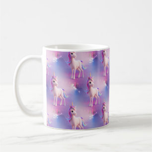 Mug Cute White Unicorne Avec Motif rose et bleu Mane