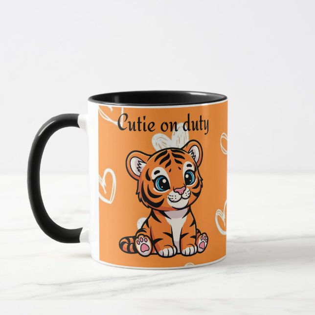 Mug Cutie on Duty Pillow | Cute Baby Tiger Design (Gauche)