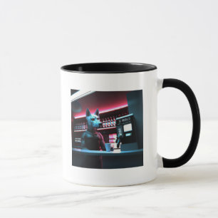Mug Cyberpunk Chien Barista AI Généré Art