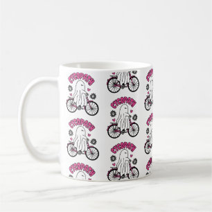 Mug Cycopath Halloween fantôme sur vélo rose