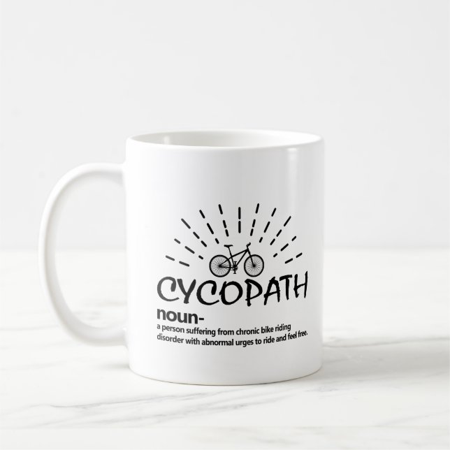 Mug Cycopath nom personne souffrant de vélo chronique (Gauche)