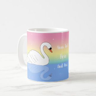 Mug Cygne fait sur commande d'arc-en-ciel des textes
