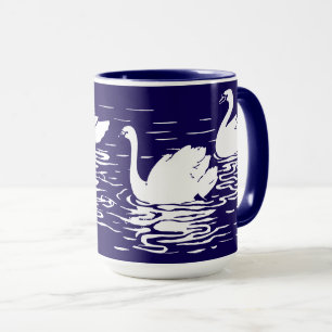 Mug Cygnes minimalistes Nager dans l'eau