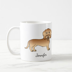Mug Dachshund à poil dur blé Cartoon Chien Et Nom