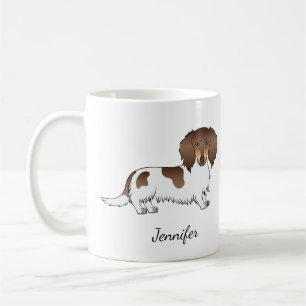 Mug Dachshund à poil long piebalde chocolat et feu & N
