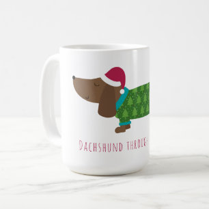 Mug Dachshund À Travers Le Café Cartoon De Neige