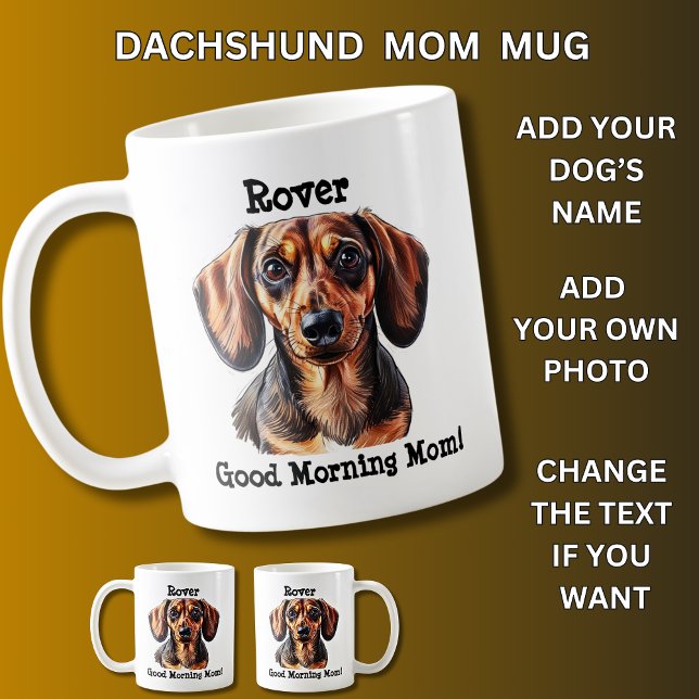 Mug Dachshund, Ajouter le nom du chien, Changer de pho (Créateur téléchargé)