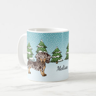 Mug Dachshund Brown & Tan Dapper Cheveux Courte En Hiv