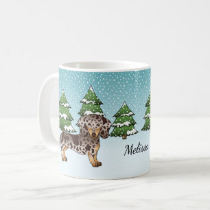 Mug Dachshund brun et chamois à poil court et tacheté 
