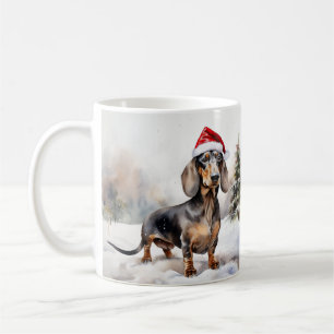 Mug Dachshund Chien dans la neige Noël