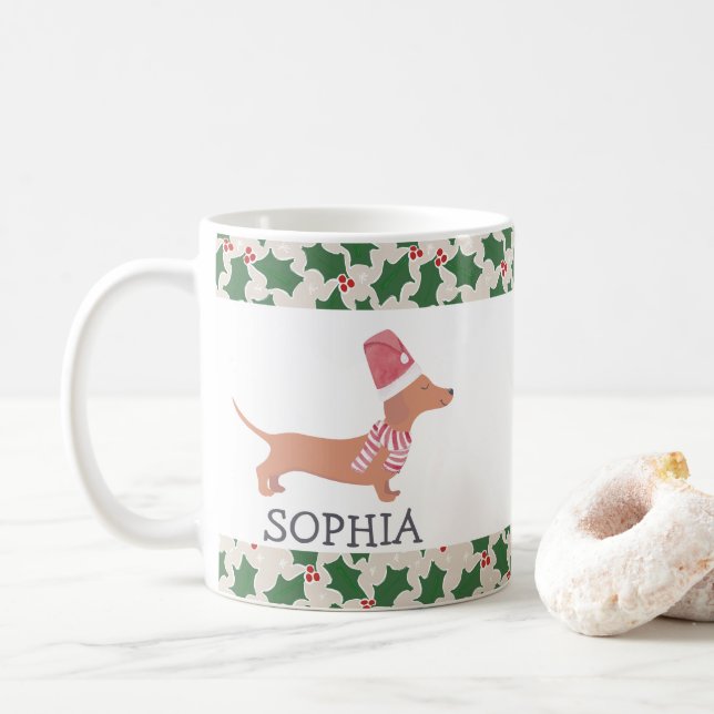 Mug Dachshund Chien Joyeux Noël (Avec donut)