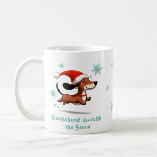 Mug Dachshund dans la neige chiot chien de Noël