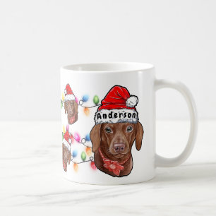 Mug Dachshund Head Santa Hat Chien