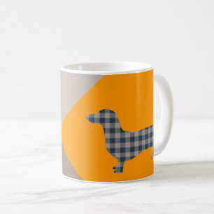 Mug Dachshund Jaune et Profond Turquoise Abstrait