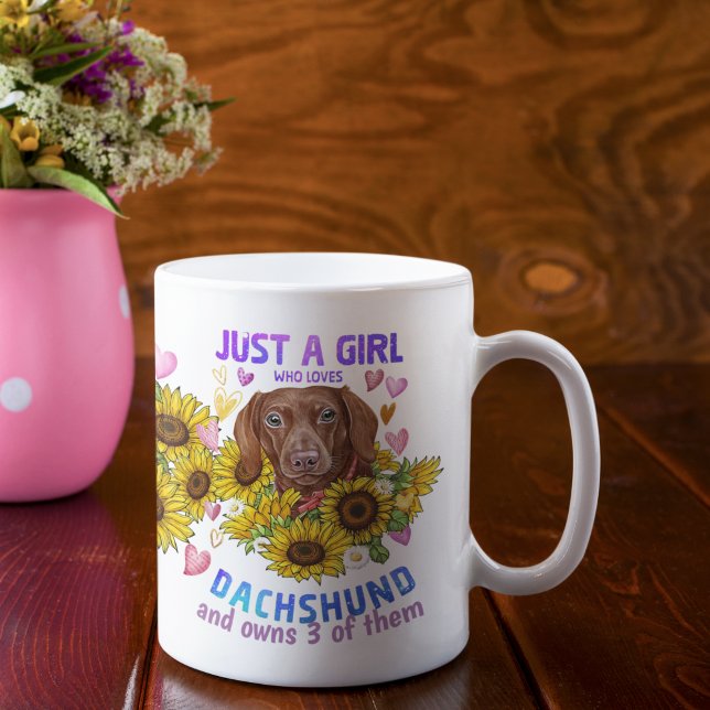 Mug Dachshund Louvain Tournesseur floral (Créateur téléchargé)