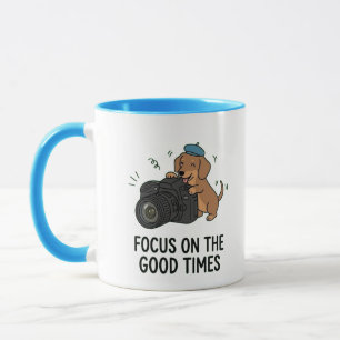 Mug Dachshund mignon avec appareil photo "Bonnes Times