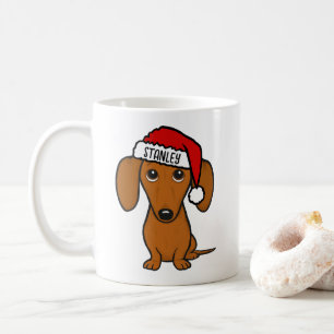 Mug Dachshund Père Noël Cute Wiener Chig Nom personnal