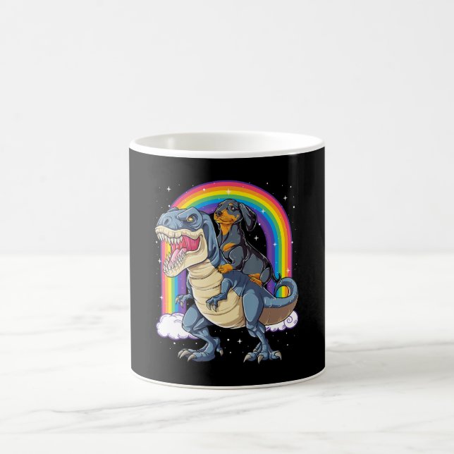 Mug Dachshund Riding Dinosaur T Rex Cadeaux Garçons En (Centre)