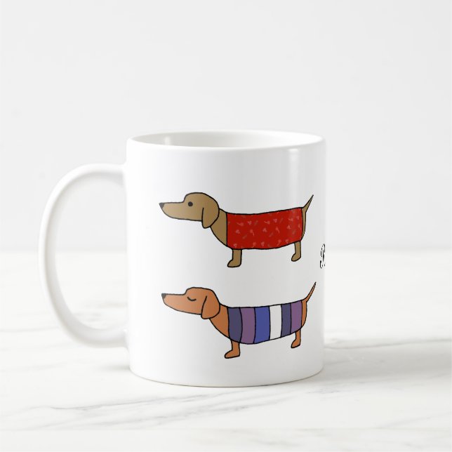 Mug Dachshund Saucisse dog Wiener amoureux des chiens  (Gauche)