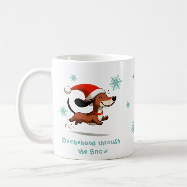 Mug Dachshund through the Snow puppy dog Christmas (Gauche)