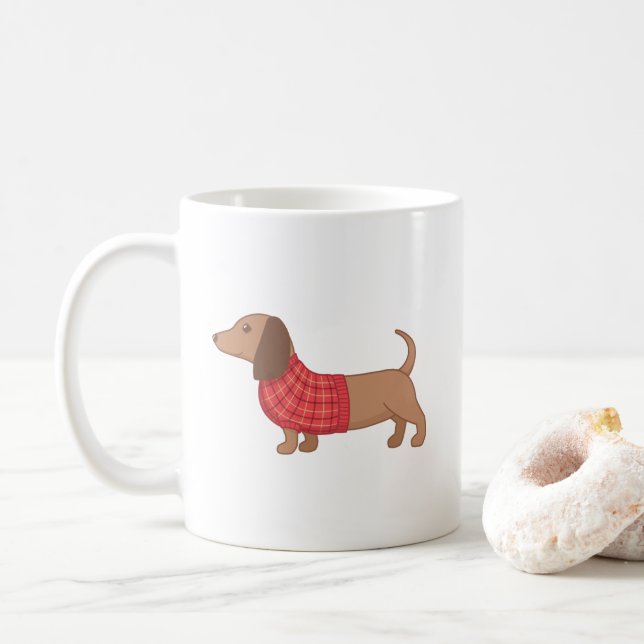 Mug Dachshund Wiener Dog dans un pull (Avec donut)