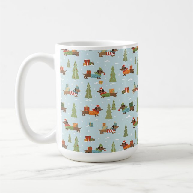 Mug Dachshunds festifs dans le Motif de neige (Gauche)