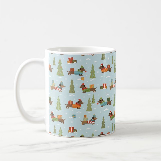 Mug Dachshunds festifs dans le Motif de neige (Gauche)