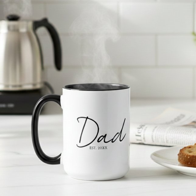Mug Dad Established Minimal Modern Script Black (Créateur téléchargé)