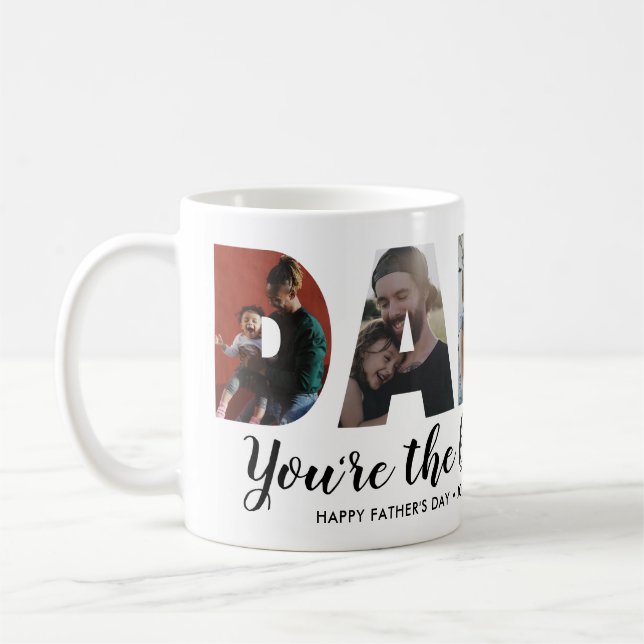 Mug DADDY 5 photo moderne Meilleur papa Fête des pères (Gauche)