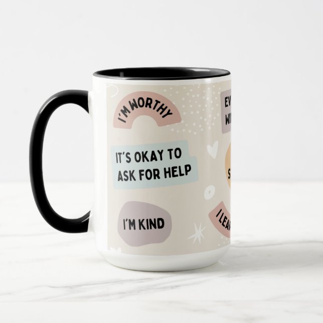 Mug d'affirmation avec des citations positives (Gauche)