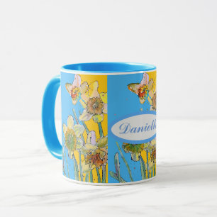 Mug Daffodil Peinture Main Peint Jaune floral