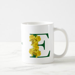 Mug Daffodique Monogramme initial E Nom