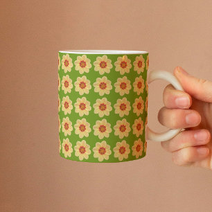 Mug Dahlia jaune motif floral sur vert
