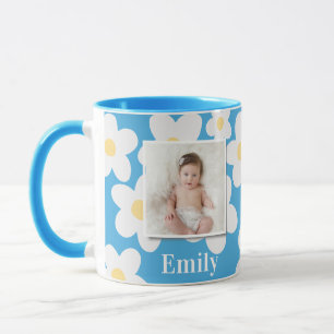 Mug Daisy floral boho rétro photo girly rose jaune cl