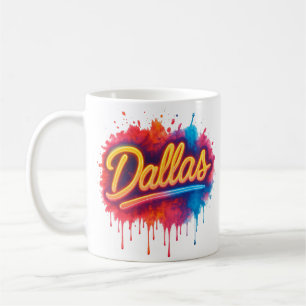 Mug Dallas Neon Street Art Splash - Ville rétro vibran