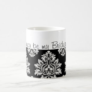 Mug damassé noire et blanche serez-vous ma demoiselle