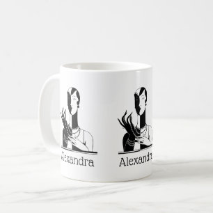 Mug Dame Art Déco Vintage avec perles noir transp