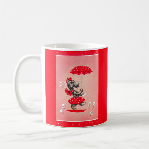 Mug Dame de chien écossaise portant un parapluie