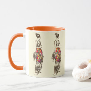 Mug Dame de mode vintage avec une robe de printemps