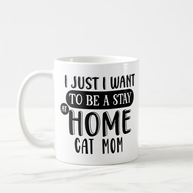 Mug Dame du Crazy Cat | Restez à la maison Humour mama (Gauche)