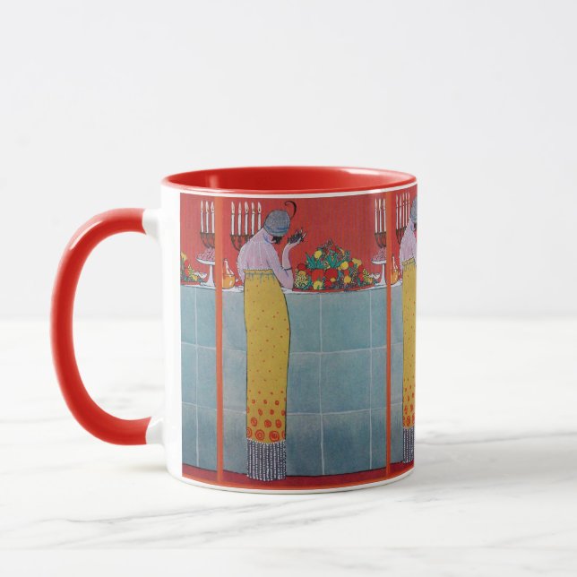 MUG DAME ET FRUITS TABLE SET ART DÉCO BEAUTÉ MODE (Gauche)