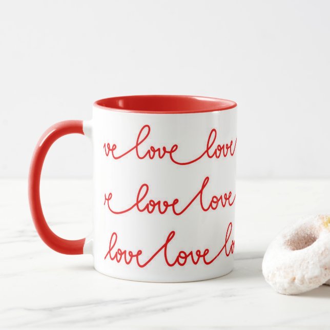 Mug d'amour blanc rouge (Avec donut)